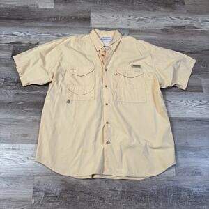 Vintage 90s Columbia PFG Cream Button Down Fishing Shirt XXL Utility Gorpcore